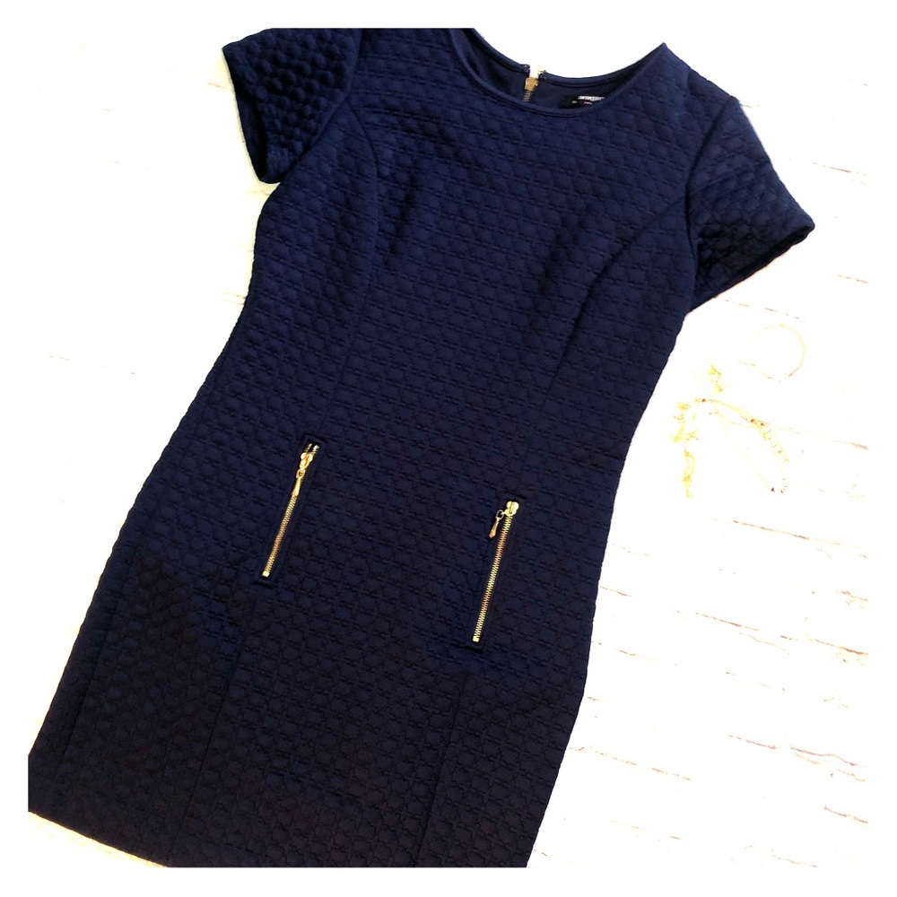 💙Blue cap sleeve fitted dress with texture